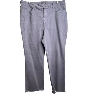NYDJ Womens Marilyn Straight Leg Jeans Size 16 Lift Tuck Gray Frayed Hem Western